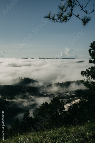 A foggy landscape of mountain view in the morning © Vu