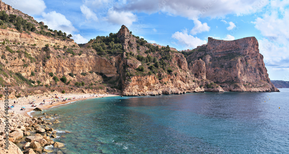Cliffs and beach of Moraira, Spain