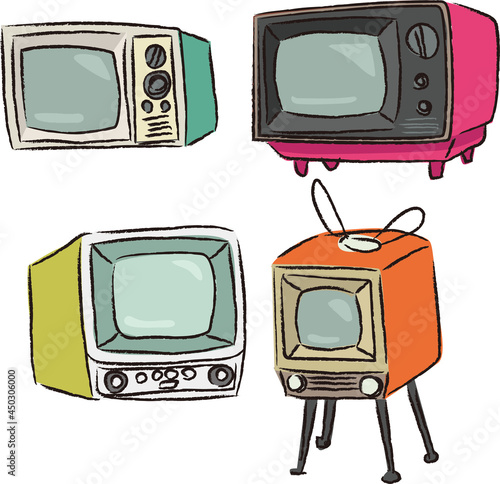 昔のテレビのカラフルなイラスト