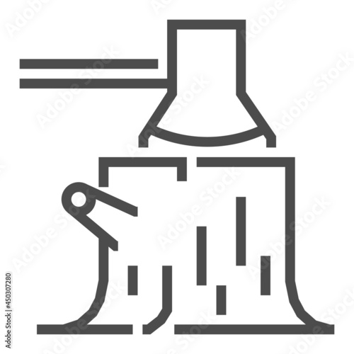 Cut tree, square line vector icon.