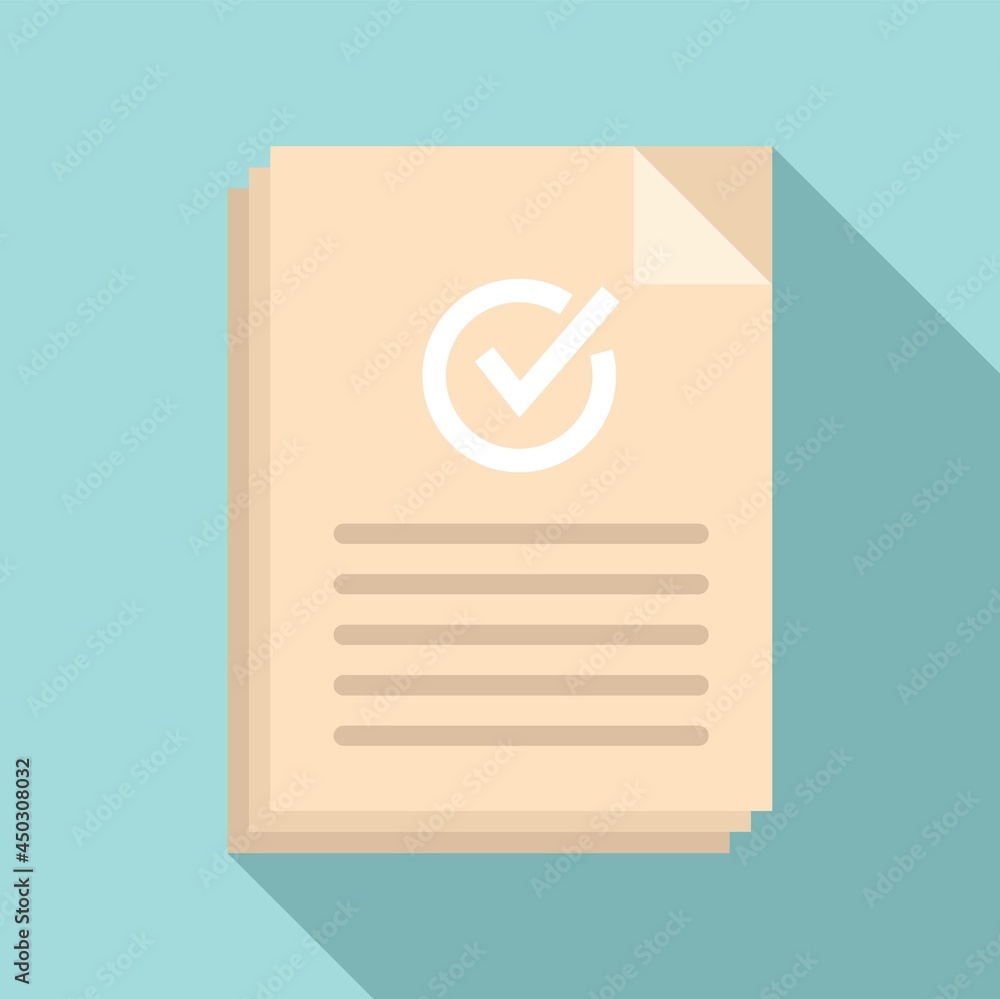 Approved document icon flat vector. Certificate mark Approved document icon flat vector. Certificate mark