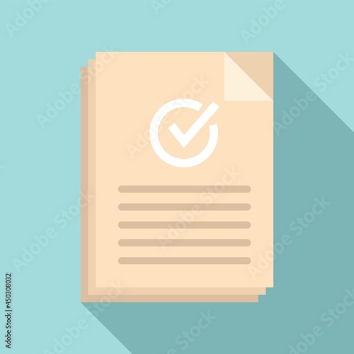 Approved document icon flat vector. Certificate mark