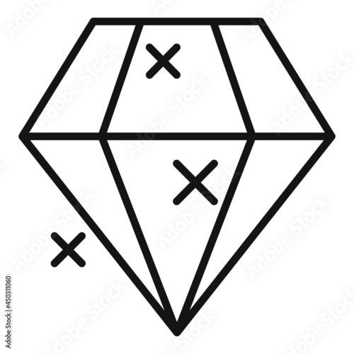 Shiny diamond icon outline vector. Brilliant gemstone