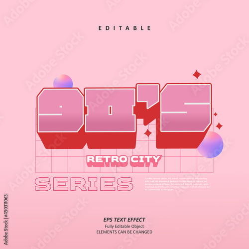 90s retro city series customized text effect editable premium vector
