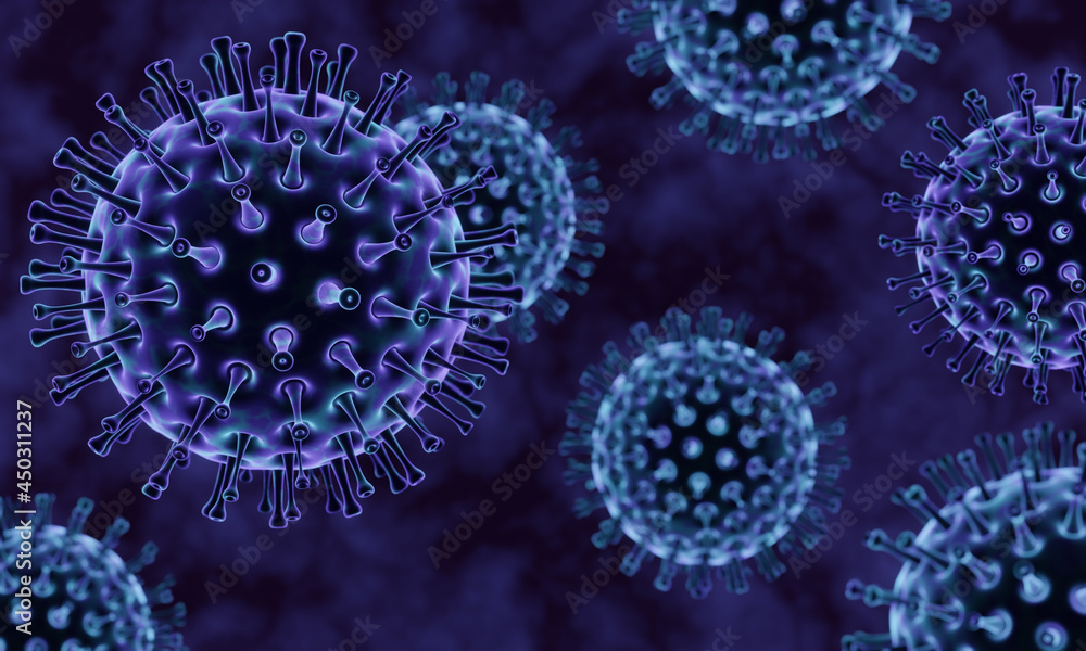 3D Microscopic Covid-19 pandemic. Virus mutation. 3D Microscopic Covid-19 pandemic. Virus mutation.