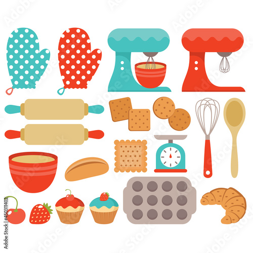 Kitchen baking clipart on white background