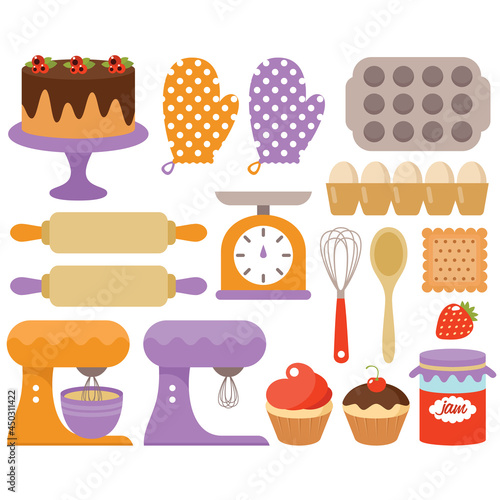 Kitchen baking clipart on white background