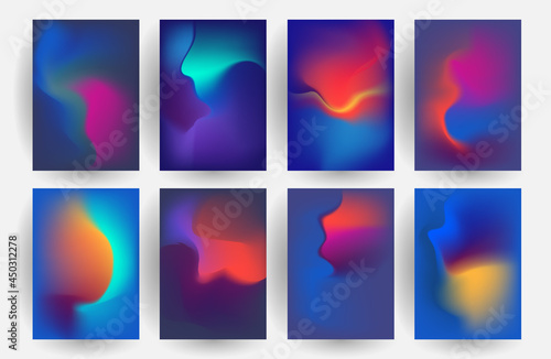 Vector blurred backgrounds set with modern abstract blurred color gradient patterns