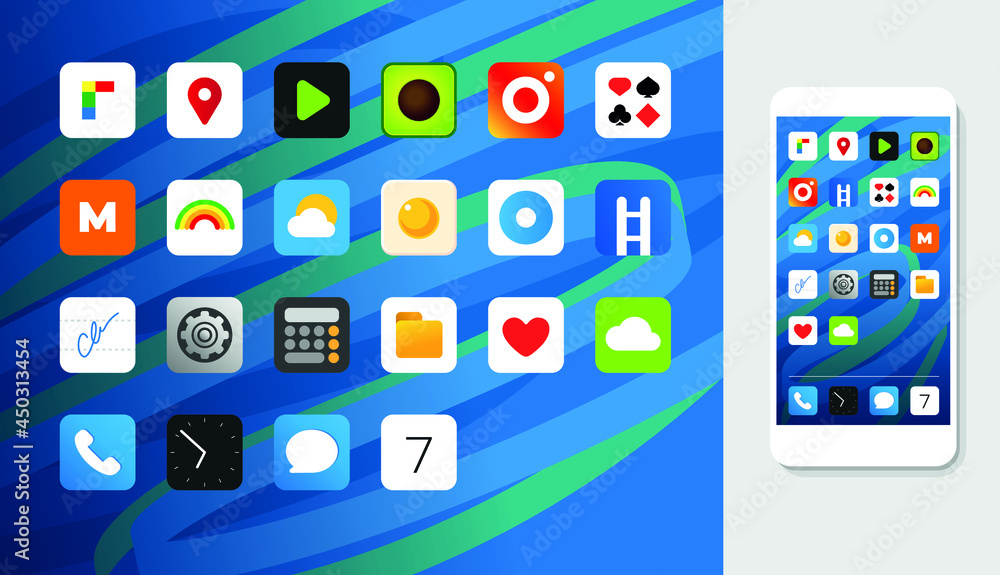 Fake smartphone icons for applications Stock Vector | Adobe Stock