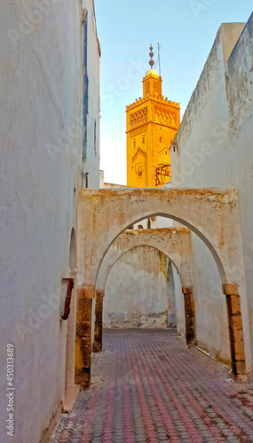 Arch passage in historic city, Habous district, Casablanca, Morocco photo