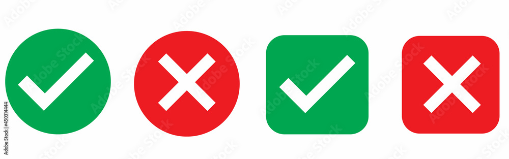 Check mark and x set icon. Simple web buttons. Checkmarks and x or confirm. Round checkmark. Check mark and x set icon. Simple web buttons. Checkmarks and x or confirm. Round checkmark.
