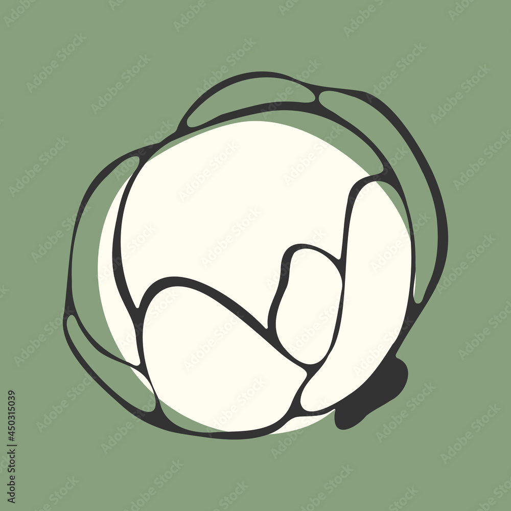 An icon with the image of cabbage on a green background. For printing on fabric, paper, clothing, bed linen, etc An icon with the image of cabbage on a green background. For printing on fabric, paper, clothing, bed linen, etc