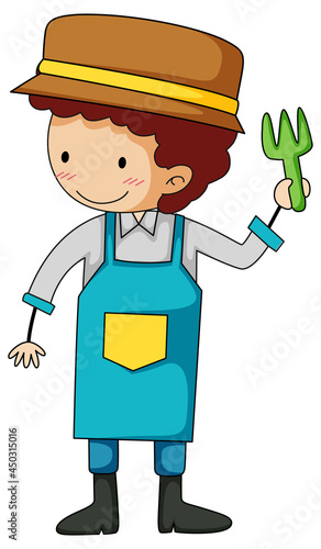 Little gardener doodle cartoon character