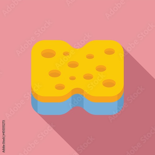 Dish sponge icon flat vector. Clean wash