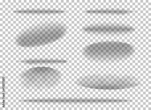 Set of shadow ball circle round bottom floor shadow on transparent background. Oval shade ellipse. Concept of abstract templates for further creative use. Flat cartoon vector illustration