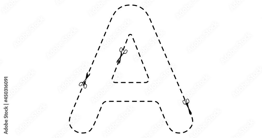 Letter. Cool dynamic animation of scissors lettering. Dotted line. 4K animation with alpha channel for websites, advertisements and games. Letter. Cool dynamic animation of scissors lettering. Dotted line. 4K animation with alpha channel for websites, advertisements and games.