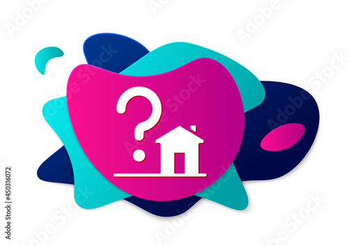 Color House with question mark icon isolated on white background. Housing problems, questions. Abstract banner with liquid shapes. Vector