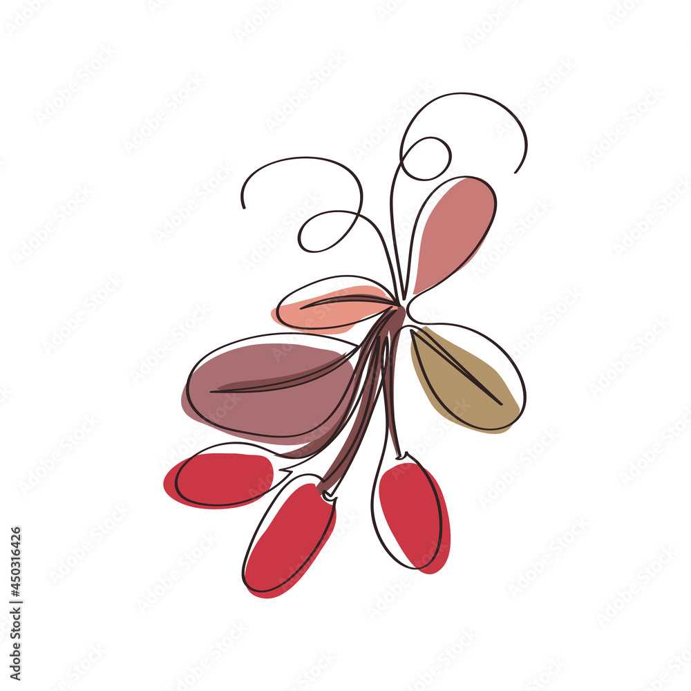 Abstract illustration of a fruit berry plant on a white background