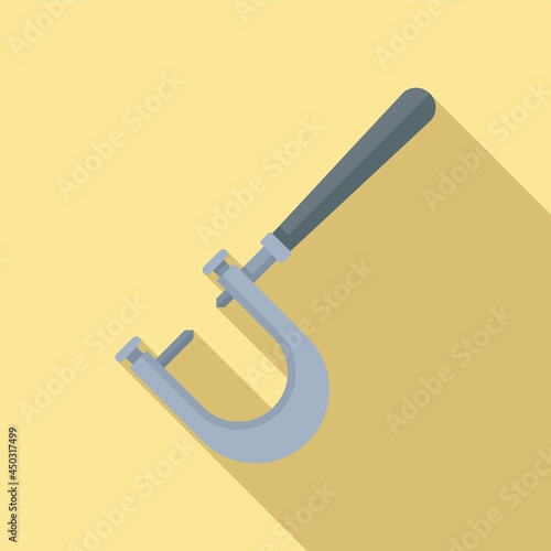 Engineer micrometer icon flat vector. Vernier caliper