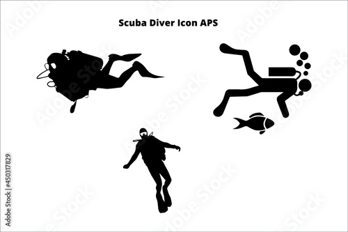 set of scuba driver silhouette ,  line isolated or logo isolated sign symbol vector, outline and stroke style Collection of high-quality color style vector illustration,
