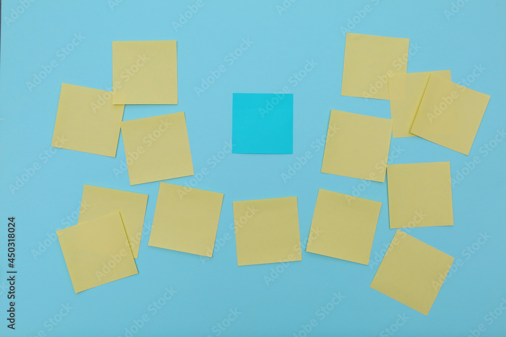 Blank colorful stickers on turquoise background, flat lay Blank colorful stickers on turquoise background, flat lay