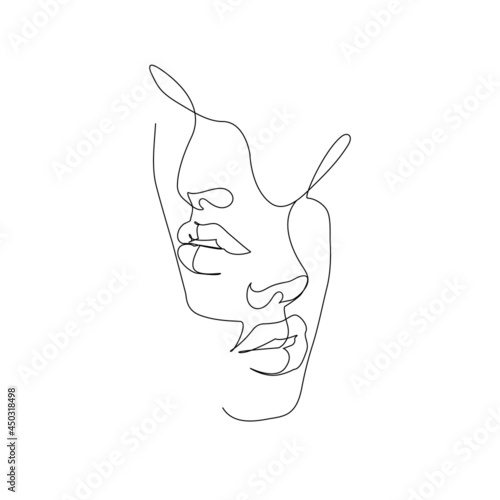 Illustration of a woman face. Line Art Print. Tattoo. Printable Modern Illustration Decor. Minimalist Drawing.Corner Decor	