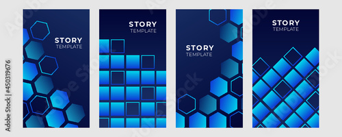 Social media banner kit in portrait layout for science and tech business brands with a inbound marketing strategy. Special editable set of mobile optimized posts and stories for content marketing