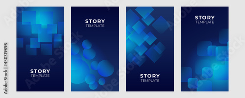Social media banner kit in portrait layout for science and tech business brands with a inbound marketing strategy. Special editable set of mobile optimized posts and stories for content marketing