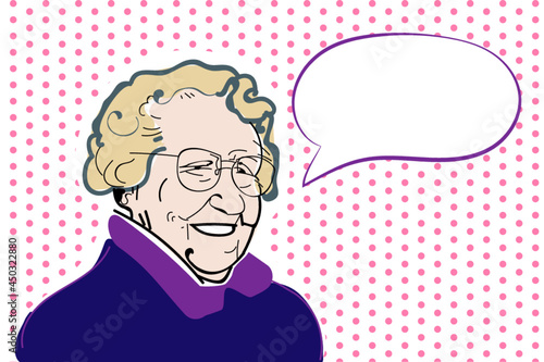 Illustration Großmutter mit Sprechblase. photo