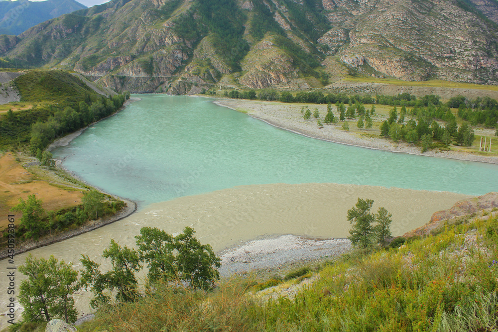 confluence of the Chuya and Katun rivers