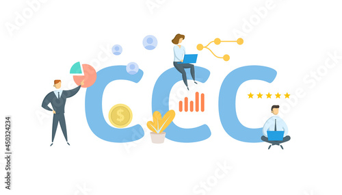 CCC, Commodity Credit Corporation. Concept with keyword, people and icons. Flat vector illustration. Isolated on white.