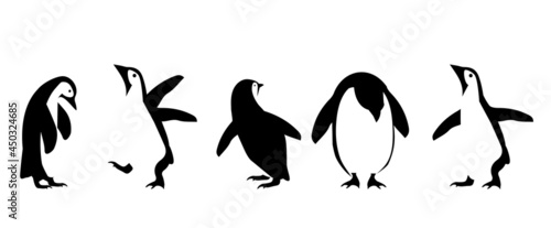 Fototapeta Naklejka Na Ścianę i Meble -  penguin icon in different poses set