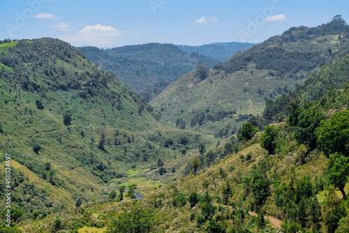 Aerial view of a river in the mountains in Aberdares, rural Kenya © martin