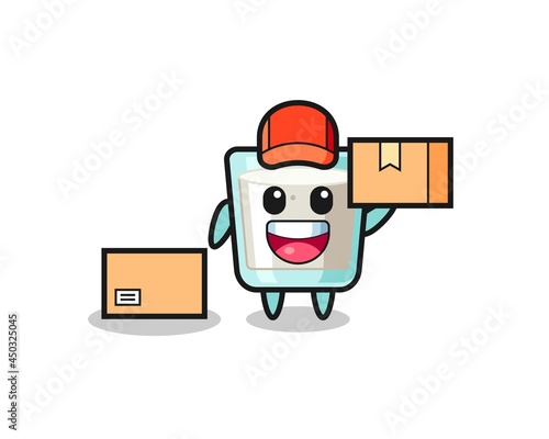 Mascot Illustration of milk as a courier