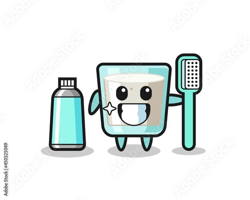 Mascot Illustration of milk with a toothbrush