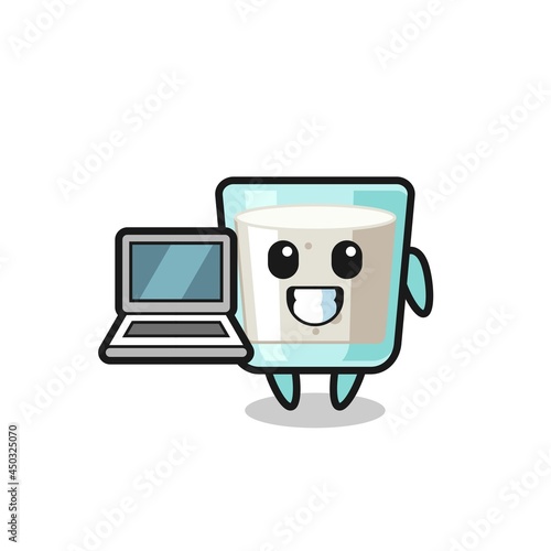 Wallpaper Mural Mascot Illustration of milk with a laptop Torontodigital.ca