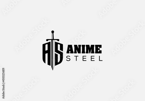 Abstract AS letter modern emblem sward logo design