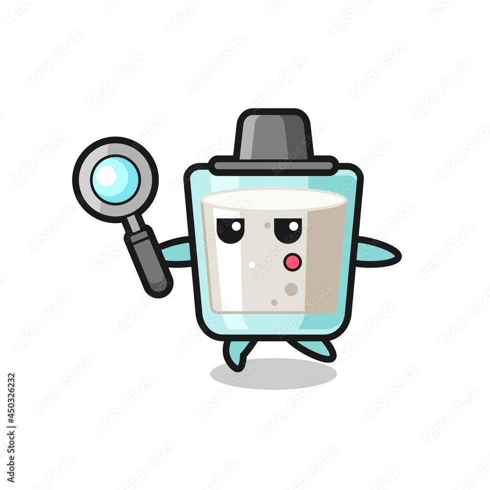 milk cartoon character searching with a magnifying glass milk cartoon character searching with a magnifying glass