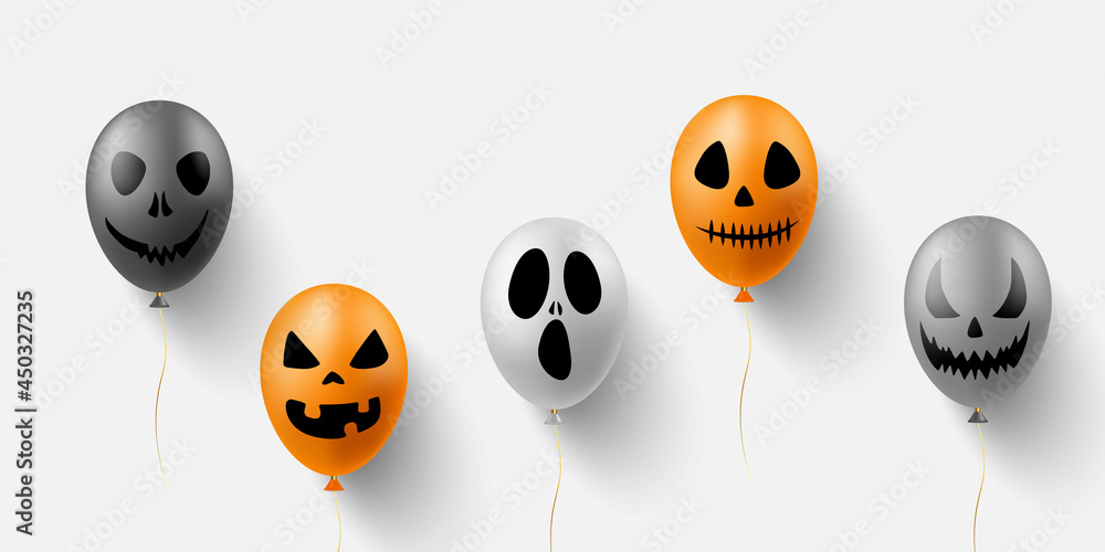 Fototapeta premium Balloon with face silhouette for Halloween design concept.
