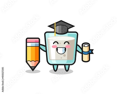 milk illustration cartoon is graduation with a giant pencil