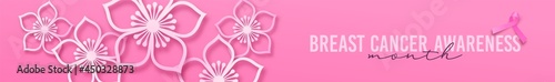 Breast cancer awareness papercut flower banner