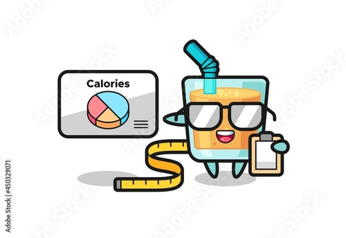 Illustration of orange juice mascot as a dietitian