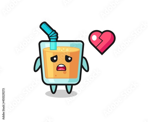 orange juice cartoon illustration is broken heart