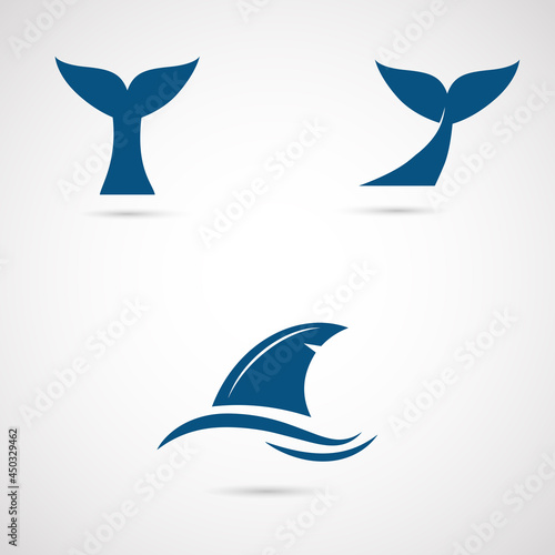 Whale, shark, fish tale vector icon. Fin of the fish illustrattion.