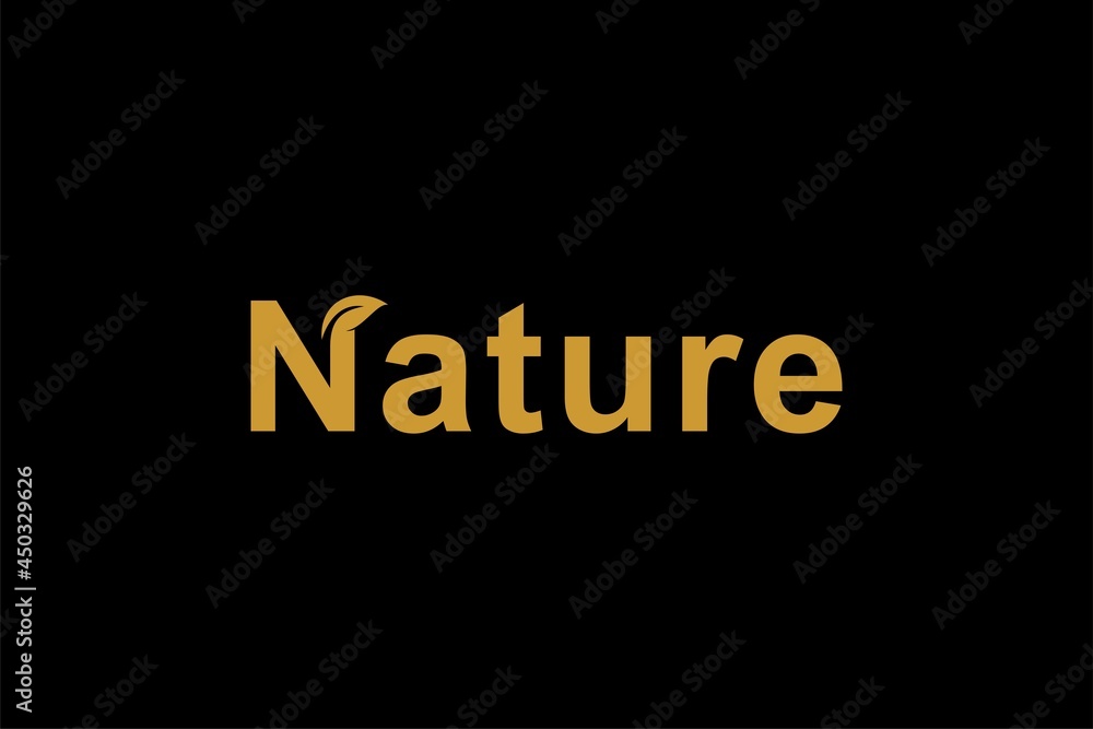 Fototapeta premium Nature text logo design vector. Letter natural illustration symbol. Green leaf vector icon.