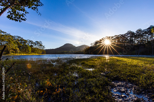landscape sun on the hill