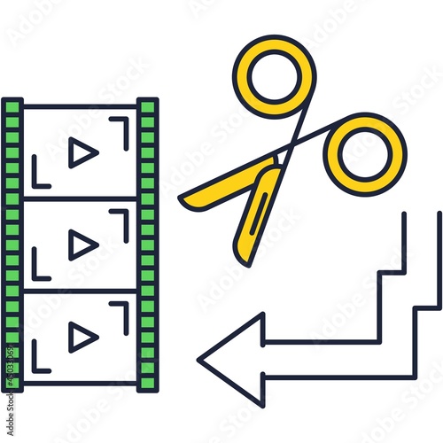 Video film production cutter app vector icon