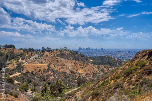View of the Griffith Observatory and Downtown Los Angeles on a Picturesque Day