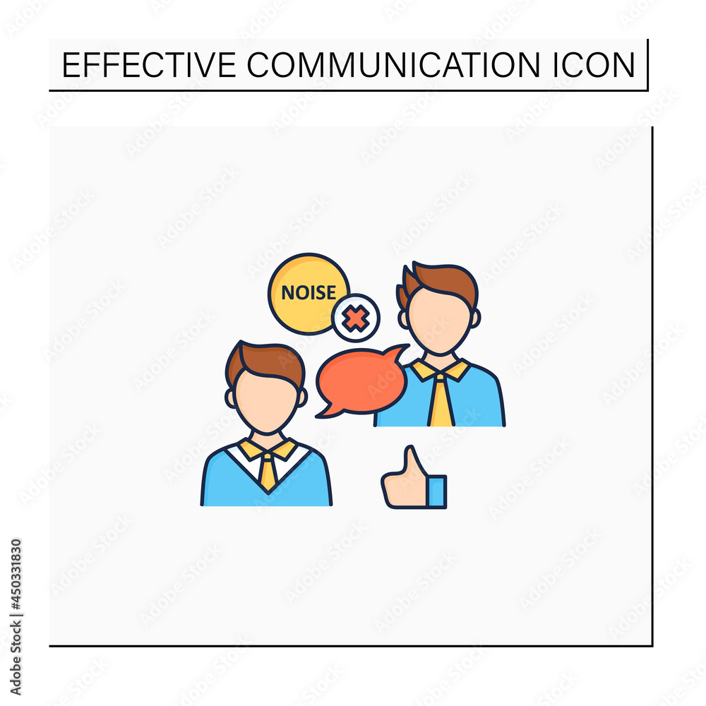 Choosing right medium color icon. Selection appropriate communication space. Avoiding noisy places. Effective communication concept. Isolated vector illustration