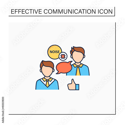 Choosing right medium color icon. Selection appropriate communication space. Avoiding noisy places. Effective communication concept. Isolated vector illustration